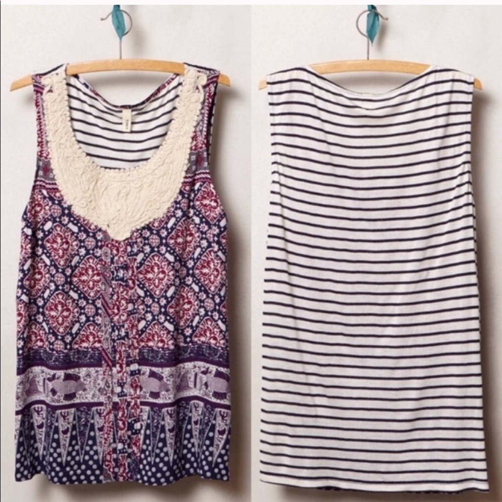 Anthropologie Tiny M Lace Boho Ethnic Tank Top Gypsy